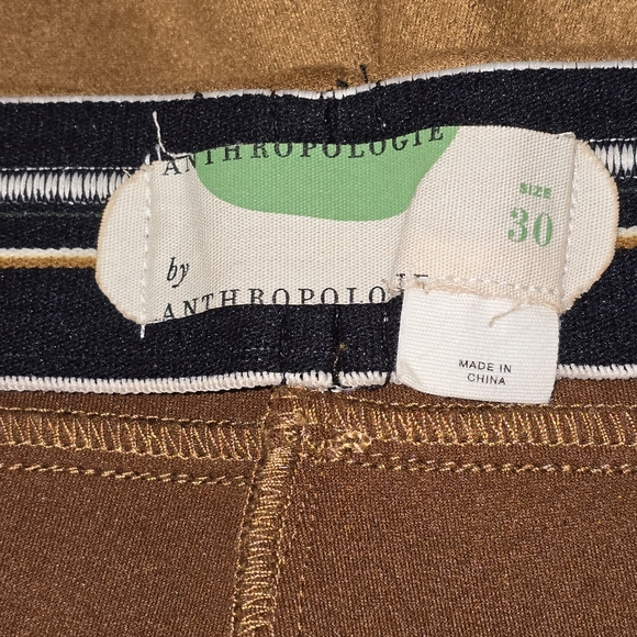 Anthropologie CAMEL Trousers SUEDE FEEL SKINNY LEG ELASTIC WAIST SIZE 30 - Picture 6 of 8